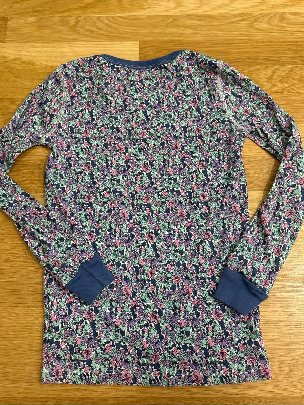 J. Crew Girls Long Sleeve Printed PJ Set Ivory Aqua Size 10
